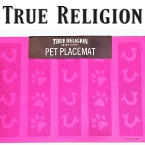 True Religion Paw & Horseshoe Logo Pet Placemat- Pink